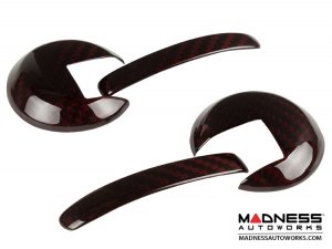 FIAT 500 Interior Door Handle Kit - Carbon Fiber - Red Candy
